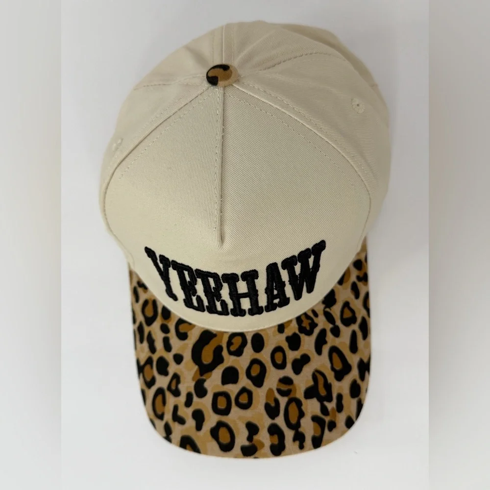 YEEHAW Cheetah Print Trucker Hat Western Snapback Adjustable - Picture 3 of 5
